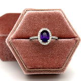 14KW 1.35CT Amethyst and 0.30 Carat Total Weight Diamond Ring