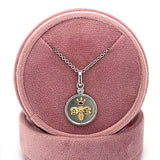 Sterling Silver Gold Plated Crowned Queen Bee Coin Necklace on Adjustable 18-20" Chain
