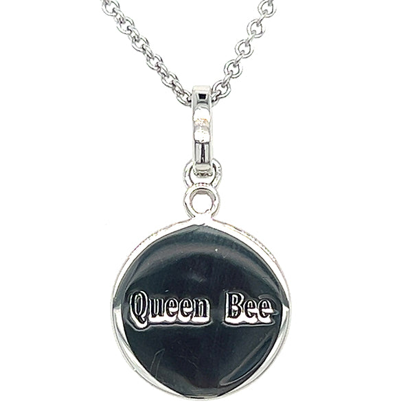Sterling Silver Gold Plated Crowned Queen Bee Coin Necklace on Adjustable 18-20" Chain