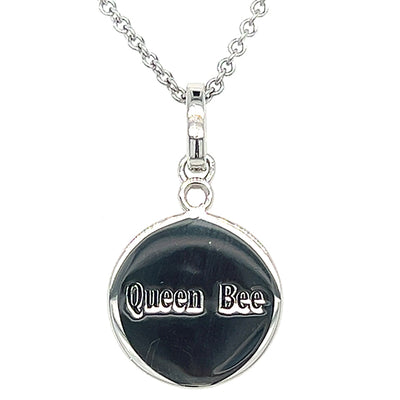 Sterling Silver Gold Plated Crowned Queen Bee Coin Necklace on Adjustable 18-20" Chain