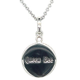 Sterling Silver Gold Plated Crowned Queen Bee Coin Necklace on Adjustable 18-20" Chain