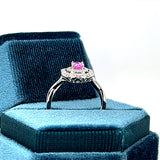 14K White Gold 0.22 Carat Total Weight (56 Brilliant) Diamond and 0.60CT Pink Sapphire Ring WJS Custom Set Collection