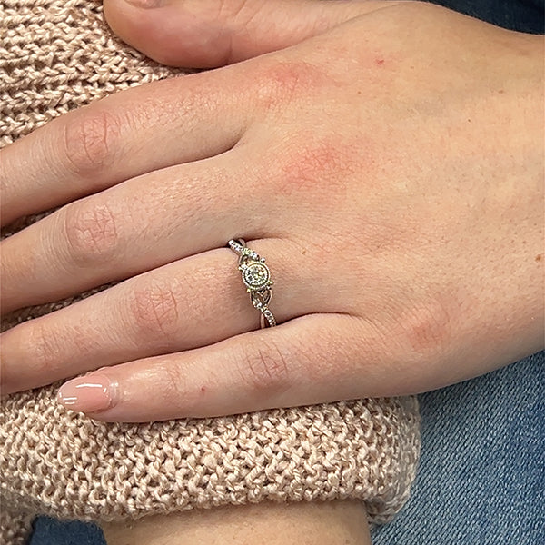 10K White and Rose Gold Diamond Bridal Engagement Ring
