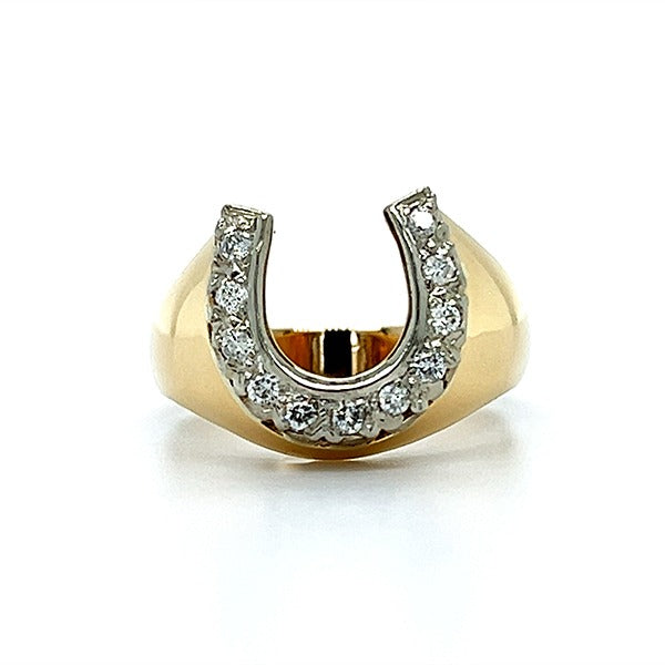 "Walker" Men's 14K Yellow Gold 0.25CT Diamond Horseshoe Ring Estate  LGT324PP