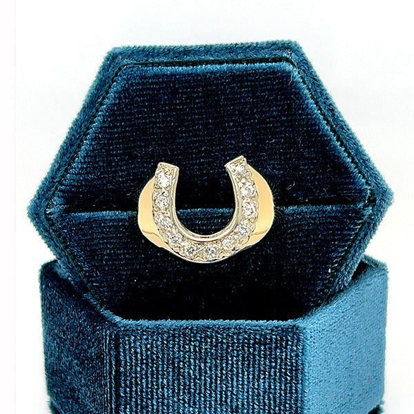 "Walker" Men's 14K Yellow Gold 0.25CT Diamond Horseshoe Ring Estate  LGT324PP