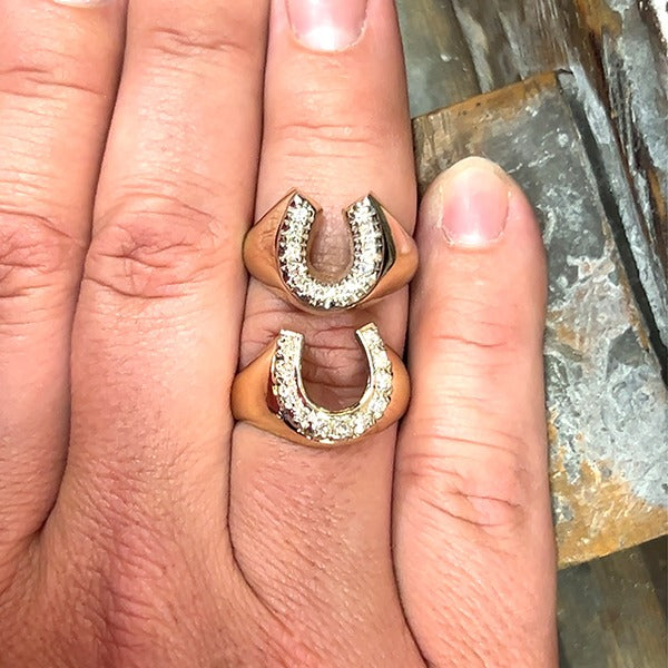 "Walker" Men's 14K Yellow Gold 0.25CT Diamond Horseshoe Ring Estate  LGT324PP