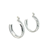 Sterling Silver Diamond Cut Hoop Earrings