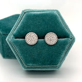 Sterling Silver Pave Circle Cubic Zirconia Stud Earrings
