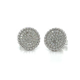 Sterling Silver Pave Circle Cubic Zirconia Stud Earrings