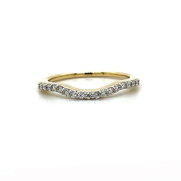 14K Yellow Gold 1/5 Carat Total Weight (17) Diamond Curved Wedding Band