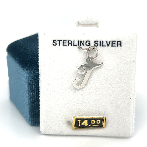 Sterling Silver Small Script T Charm