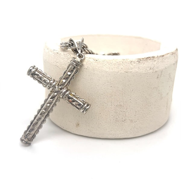"Axrael" Sterling Silver 3.5mm Rope Chain Cross Pendant 24 Estate