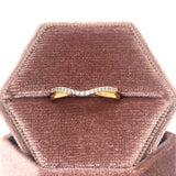14K Yellow Gold .10 Carat Total Weight (16) Diamond Chevron Contour Shadow Wedding Anniversary Stackable Band Ring