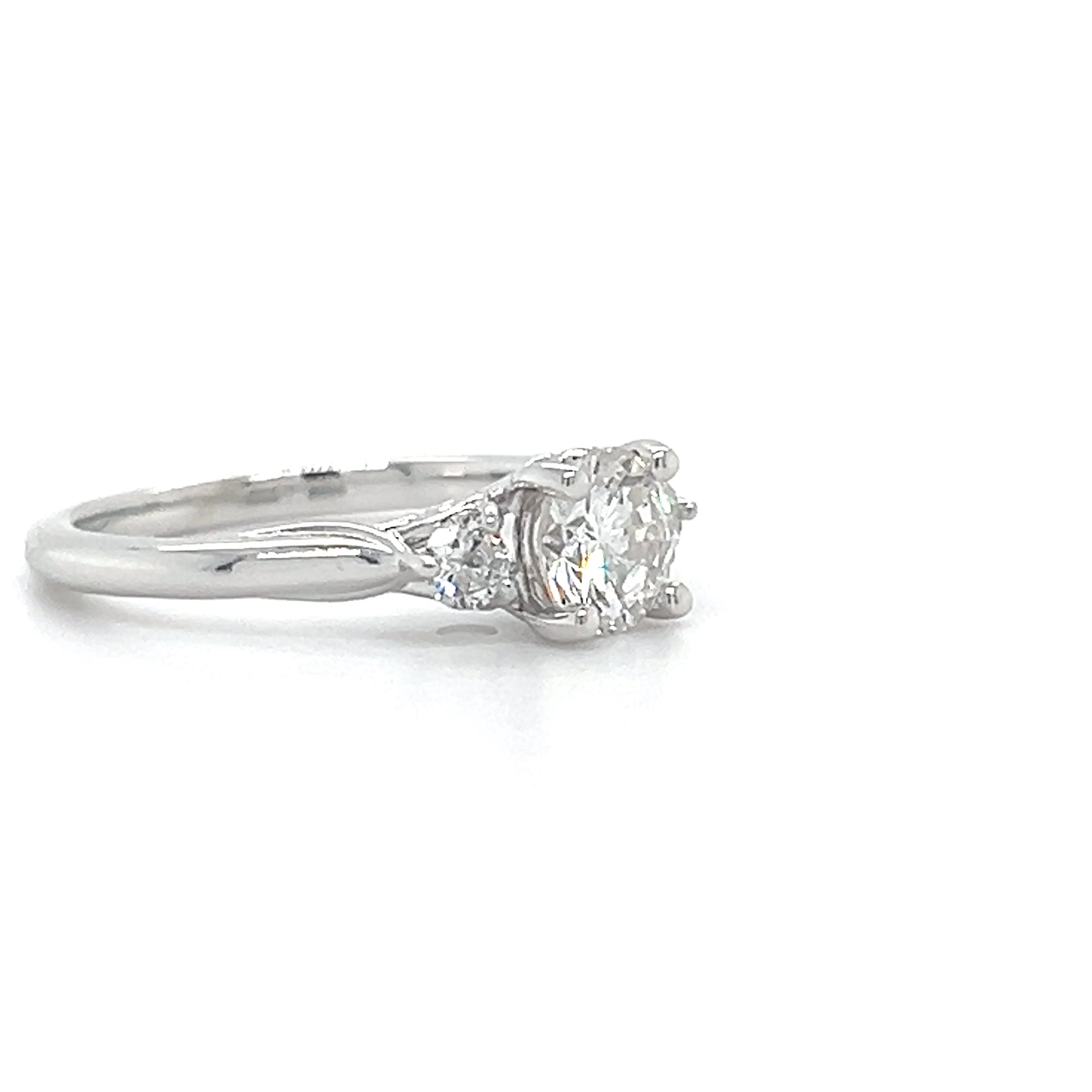 "Nova" 14K White Gold 1.02 Carat Total Weight Mined Diamond, .84CT Brilliant Round G, SI2 Center Diamond and .18 (2) Side Diamonds Bridal Engagement Ring WJS Custom Set Collection