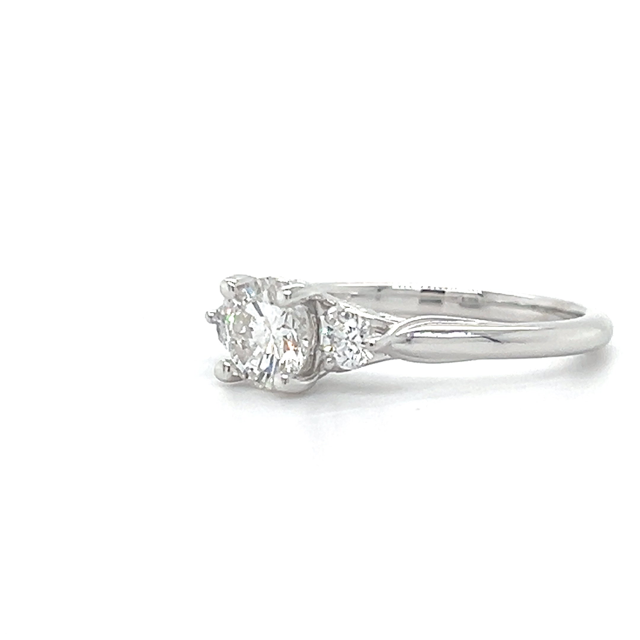 "Nova" 14K White Gold 1.02 Carat Total Weight Mined Diamond, .84CT Brilliant Round G, SI2 Center Diamond and .18 (2) Side Diamonds Bridal Engagement Ring WJS Custom Set Collection