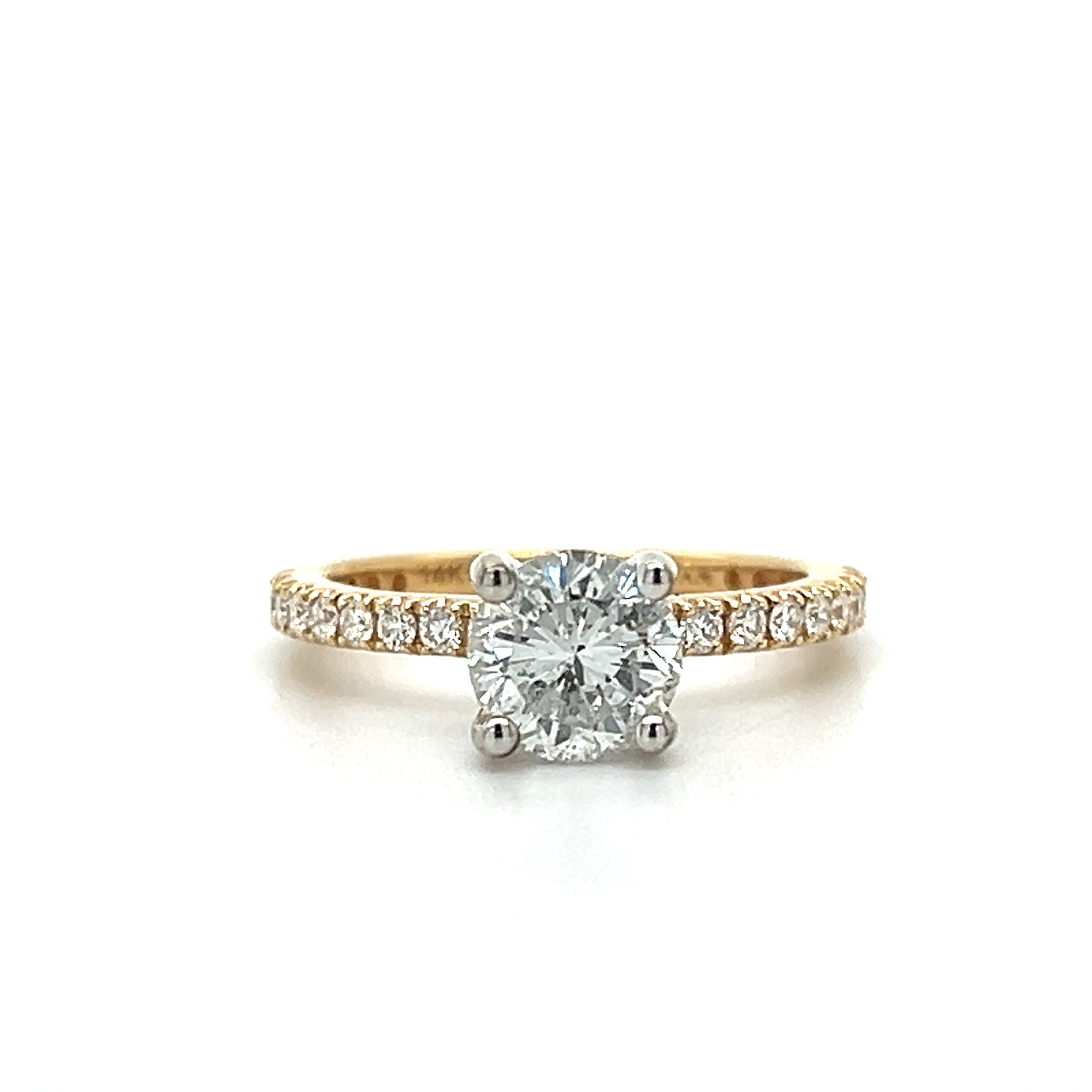 14K Two Tone Gold 1.72 Carat Total Weight Diamond Engagement Ring