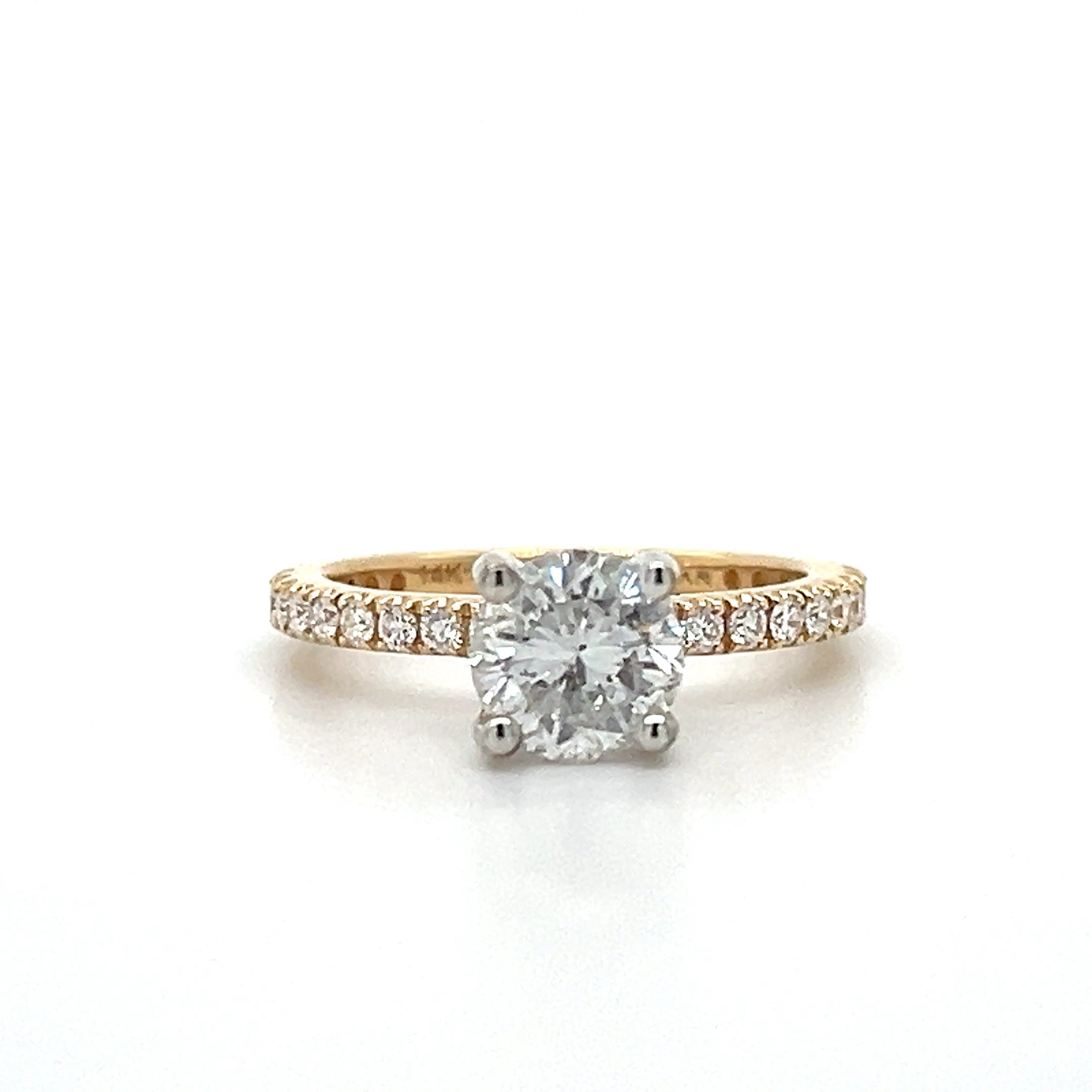 14K Two Tone Gold 1.72 Carat Total Weight Diamond Engagement Ring