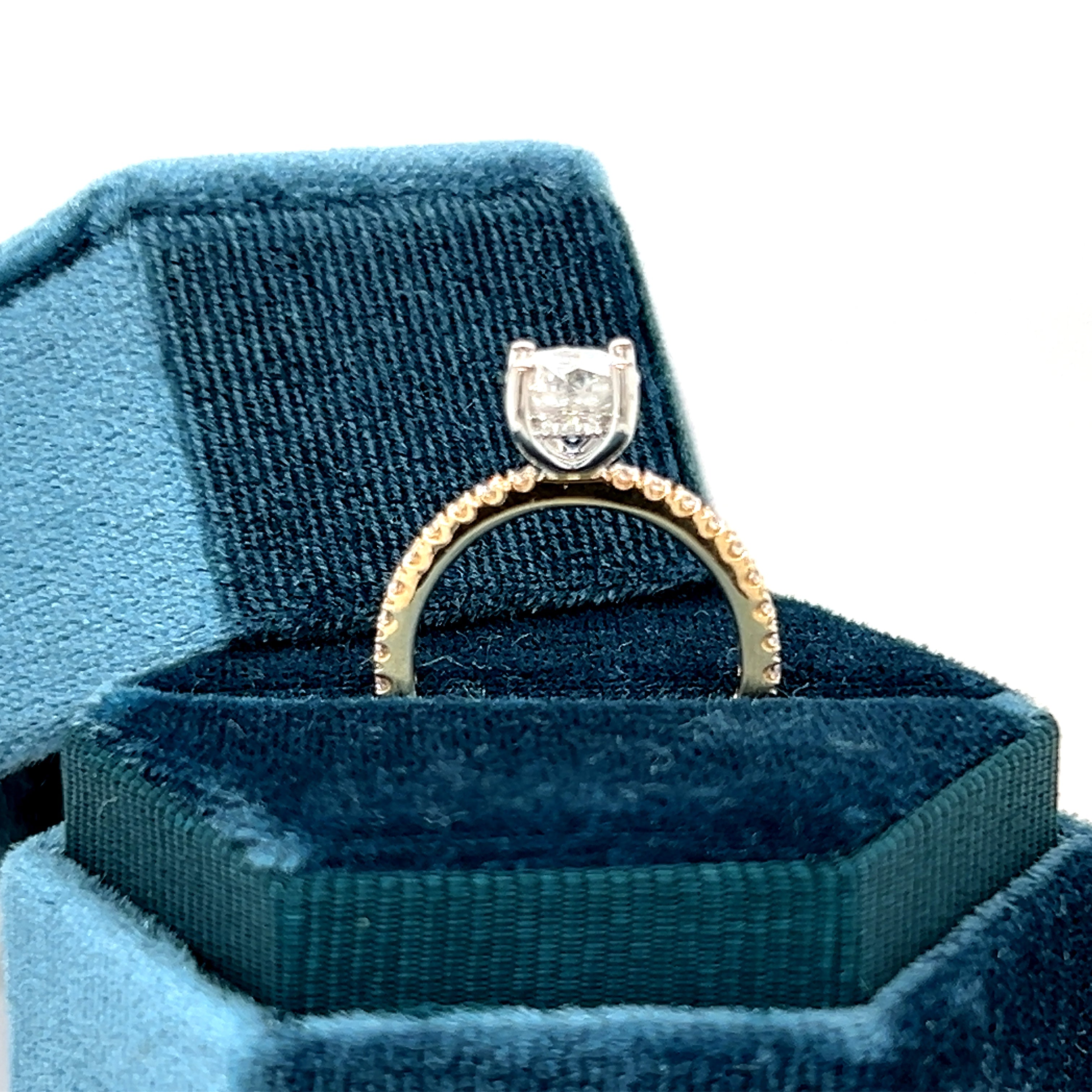 14K Two Tone Gold 1.72 Carat Total Weight Diamond Engagement Ring