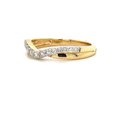 14K Yellow Gold 0.25 Carat Total Weight Diamond Chevron Contour Shadow Wedding Anniversary Stackable Band Ring