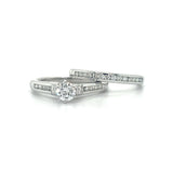 14K White Gold .86 Carat Total Weight, .57CT Brilliant Round FG, SI2 Center, Diamond Bridal Engagement Ring Set