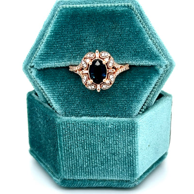 14K Rose Gold 1.35CT Sapphire and 0.45 Carat Total Weight Diamond Ring