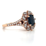 14K Rose Gold 1.35CT Sapphire and 0.45 Carat Total Weight Diamond Ring