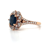 14K Rose Gold 1.35CT Sapphire and 0.45 Carat Total Weight Diamond Ring