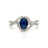 14K White Gold 1CT Sapphire .25 Carat Total Weight Diamond Ring