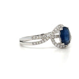 14K White Gold 1CT Sapphire .25 Carat Total Weight Diamond Ring