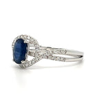 14K White Gold 1CT Sapphire .25 Carat Total Weight Diamond Ring