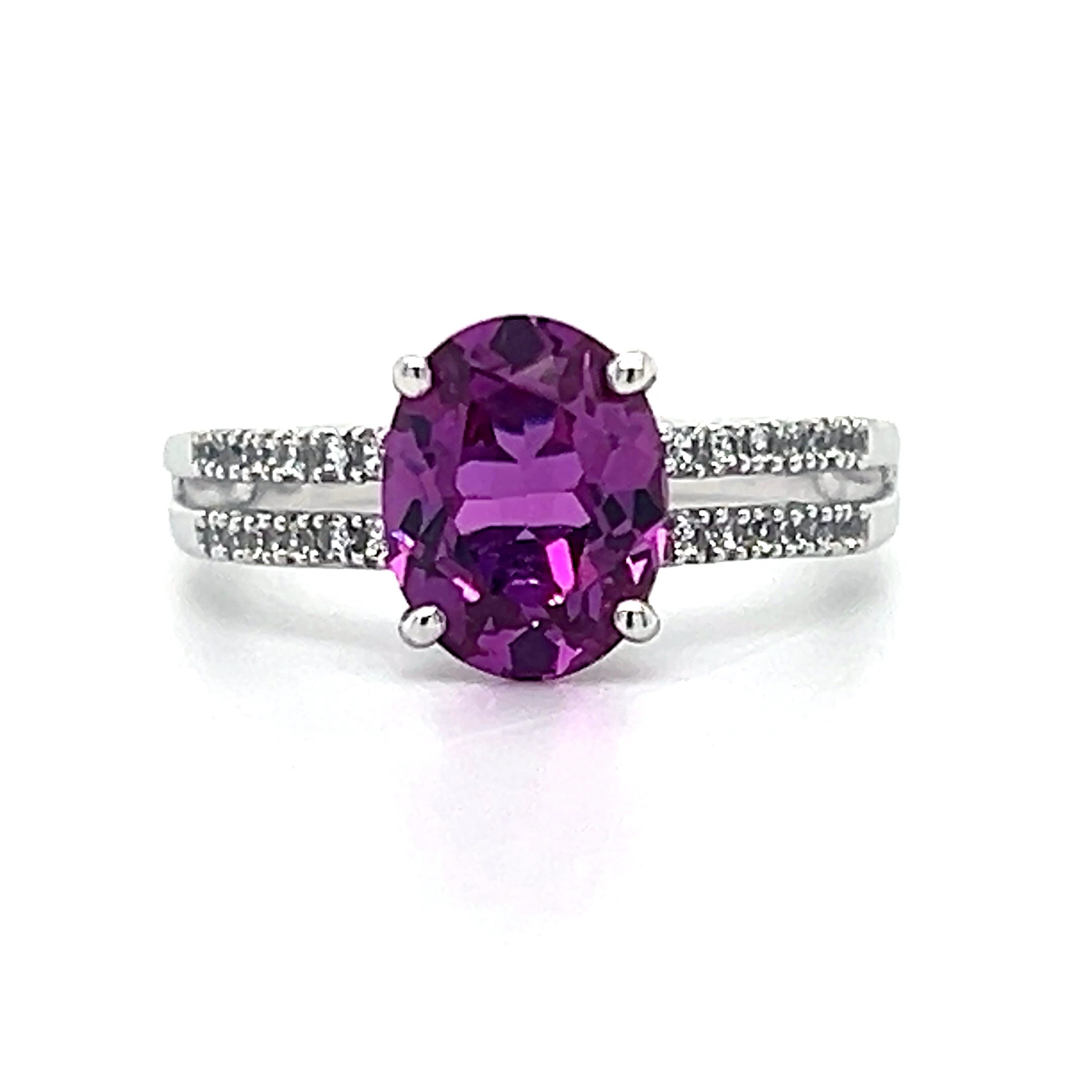 10K White Gold Created White Sapphire and Pink Topaz Ring
