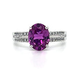 10K White Gold Created White Sapphire and Pink Topaz Ring
