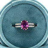 10K White Gold Created White Sapphire and Pink Topaz Ring