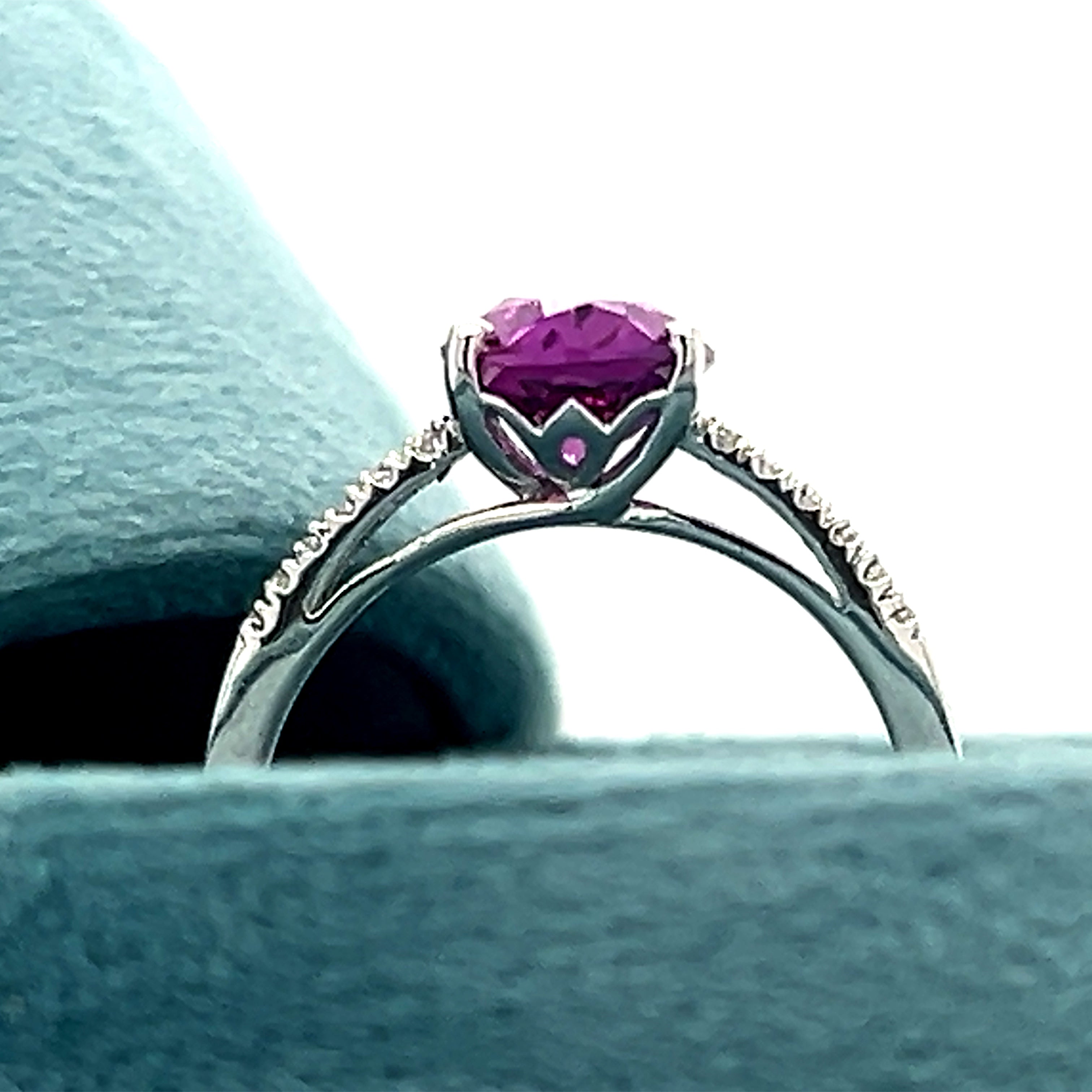 10K White Gold Created White Sapphire and Pink Topaz Ring