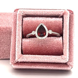 10K White Gold Pear-Shaped Garnet and Diamond Ring