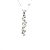 14K White Gold .22 Carat Total Weight Diamond Vertical Scatter Pendan