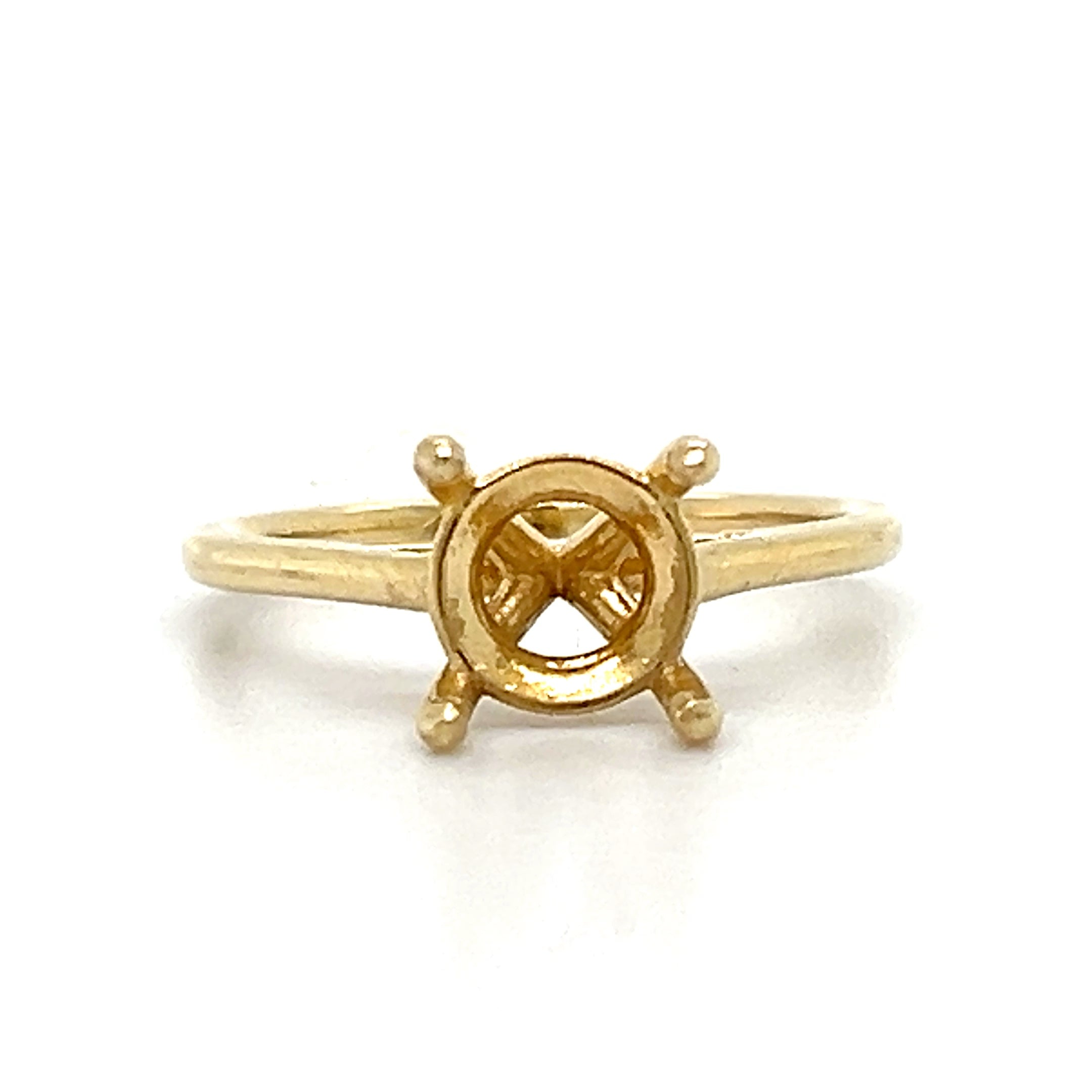 14K Yellow Gold 8.2mm Round Solitaire Engagement Ring Mounting