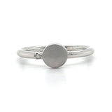 10K White Gold ,01 CT Diamond Round Signet Ring
