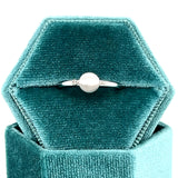 10K White Gold ,01 CT Diamond Round Signet Ring