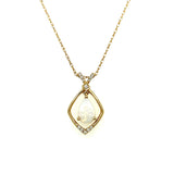 14K Yellow Gold 6x9mm 0.72CT Opal and 0.078 Carat Total Weight (12) Diamond Pendant