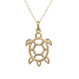 14K Yellow Gold .02 Carat Total Weight Diamond Sea Turtle Pendant