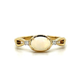 10K Yellow Gold Oval Opal and .3 Carat Total Weight Diamond Ring