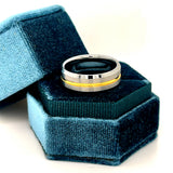 Men's 8mm Tungsten Wedding Band with Gold Plated Center Groove Size 10.5