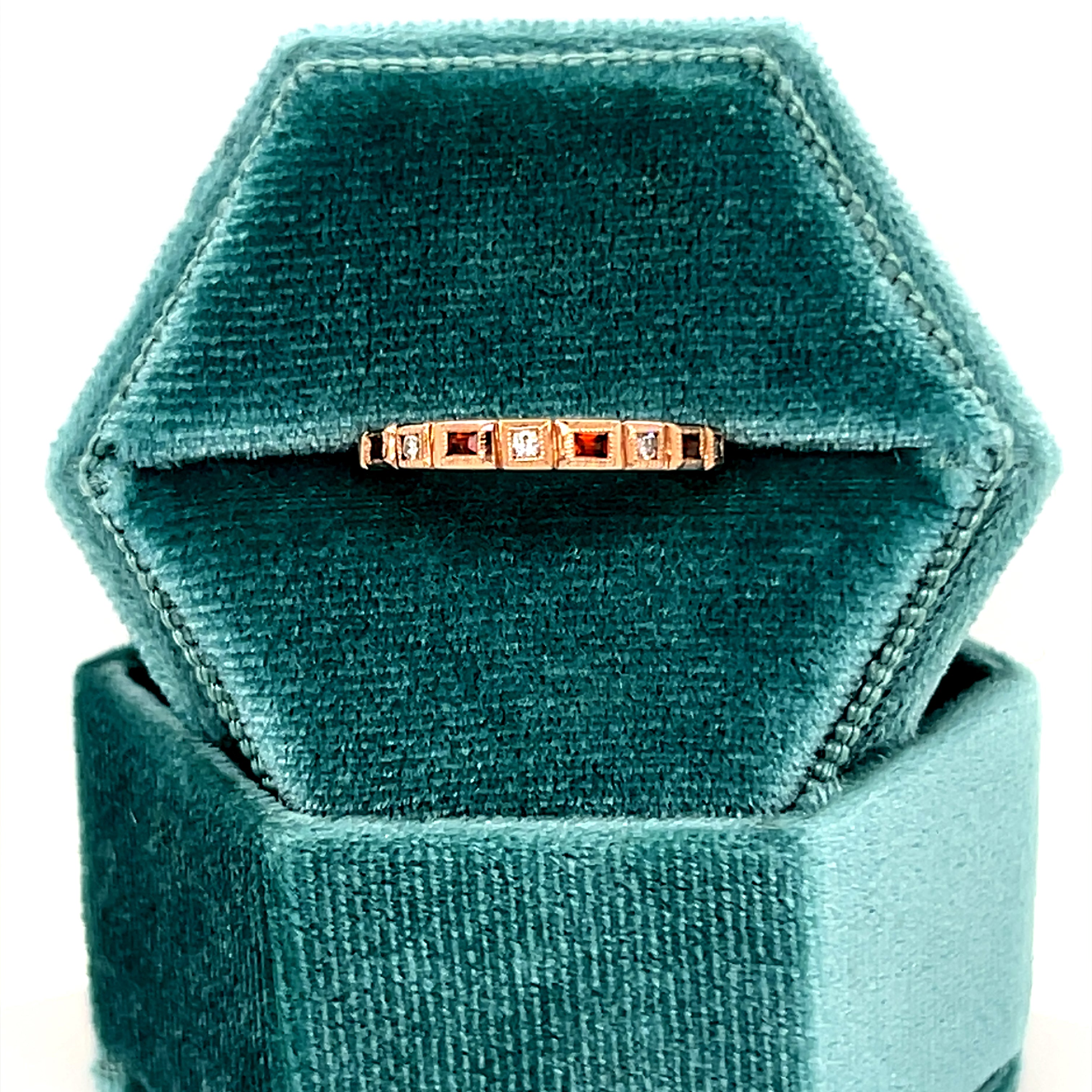 10K Rose Gold Garnet and Diamond Wedding/Anniversary/Stackable Band Ring