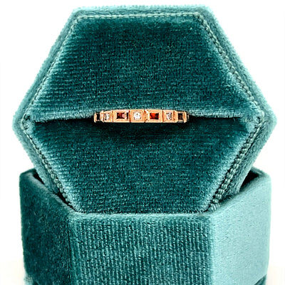 10K Rose Gold Garnet and Diamond Wedding/Anniversary/Stackable Band Ring