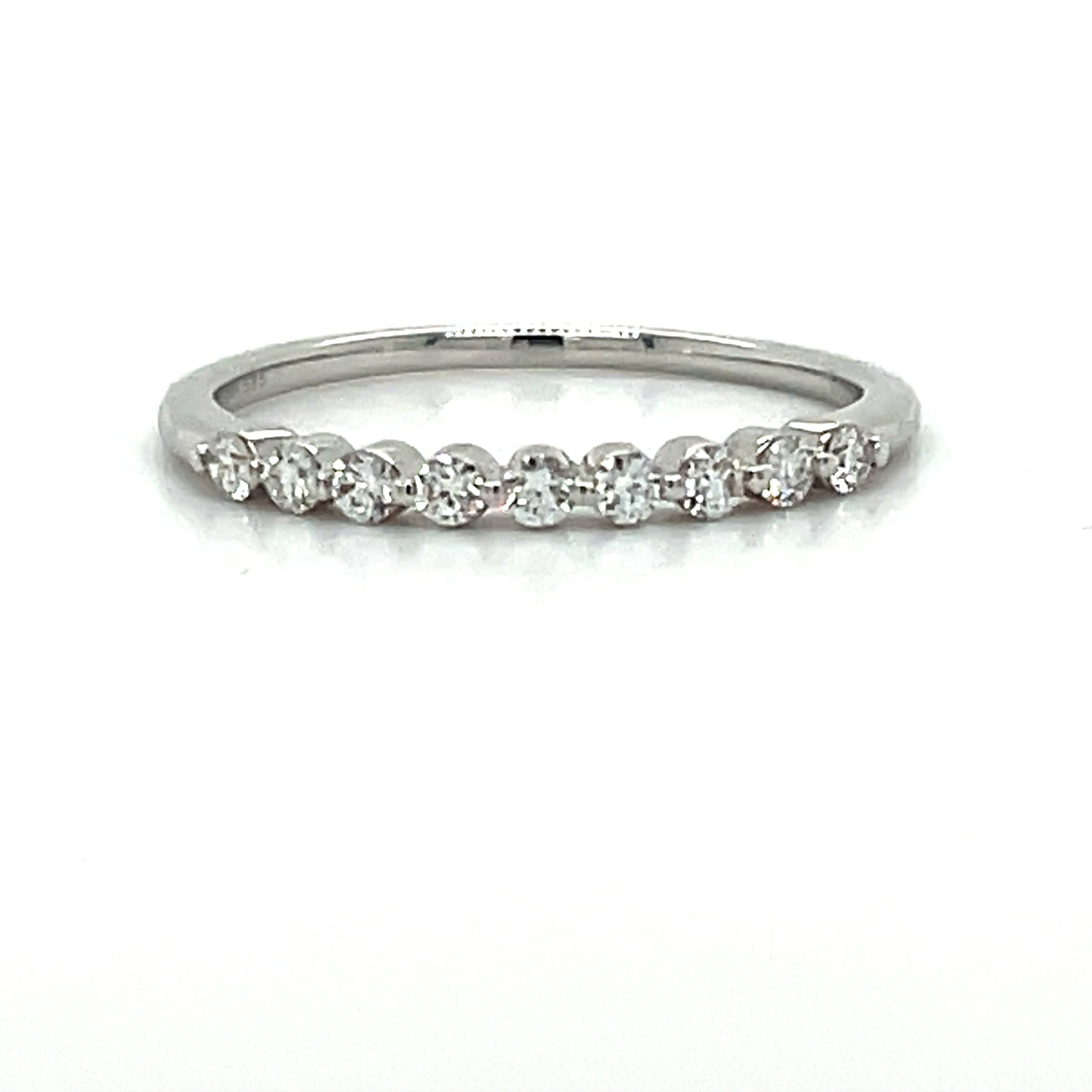 14K White Gold 0.22 Carat Total Weight Diamond Wedding Anniversary Stackable Band Ring
