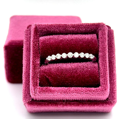 14K White Gold 0.22 Carat Total Weight Diamond Wedding Anniversary Stackable Band Ring