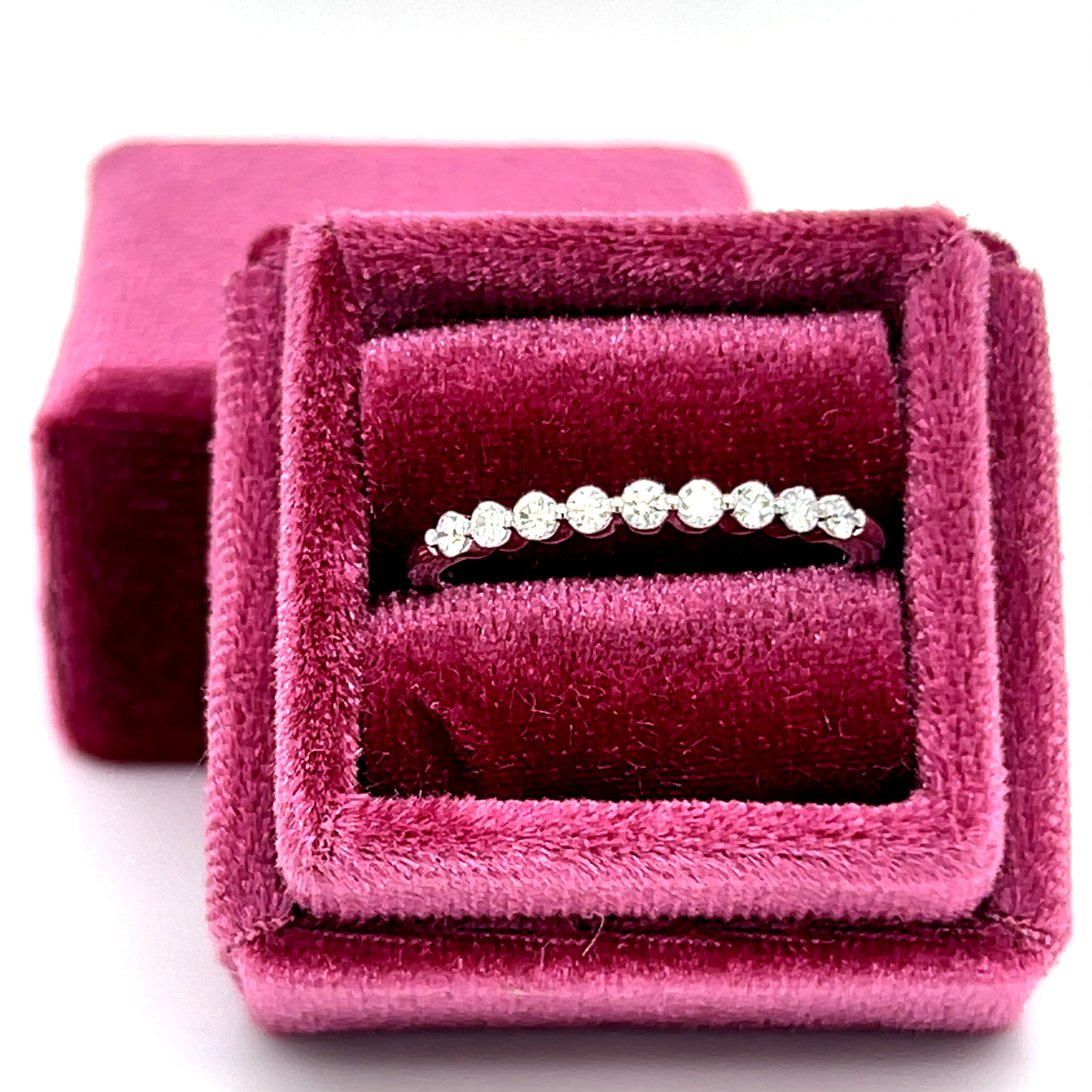 14K White Gold 0.22 Carat Total Weight Diamond Wedding Anniversary Stackable Band Ring