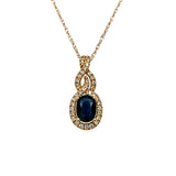 14K Yellow Gold 0.92CT Sapphire and  0.20 Carat Total Weight (36) Round Diamond Pendant