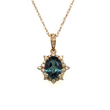 14K Yellow Gold 1.62CT Created Alexandrite and 0.16 (24) Carat Total Weight Diamond Pendant Necklace